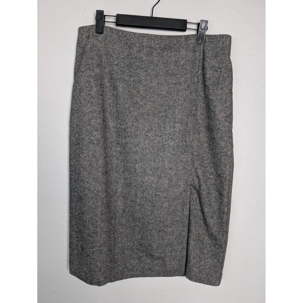 Talbots Skirt Womens 12 Gray Multicolor Tweed Straight Pencil Knee Lined Slit